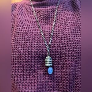 Vintage long Birdcage Pendant Necklace